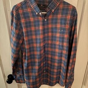 Vineyard Vines Blue and Red Casual Button Down Shirt